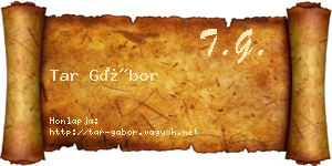 Tar Gábor névjegykártya